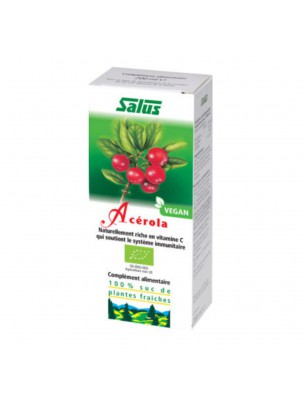 Image de Acérola Bio - Jus de plante fraîche 200 ml - Salus via Achetez Super Bio C tamponnée - 30 capsules - Solaray