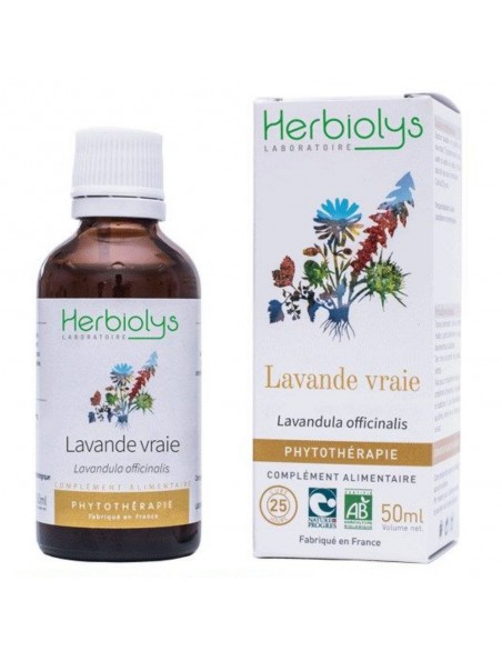 Image principale de Lavande vraie Bio - Relaxante et Antiseptique Teinture-mère Lavandula officinalis 50 ml - Herbiolys