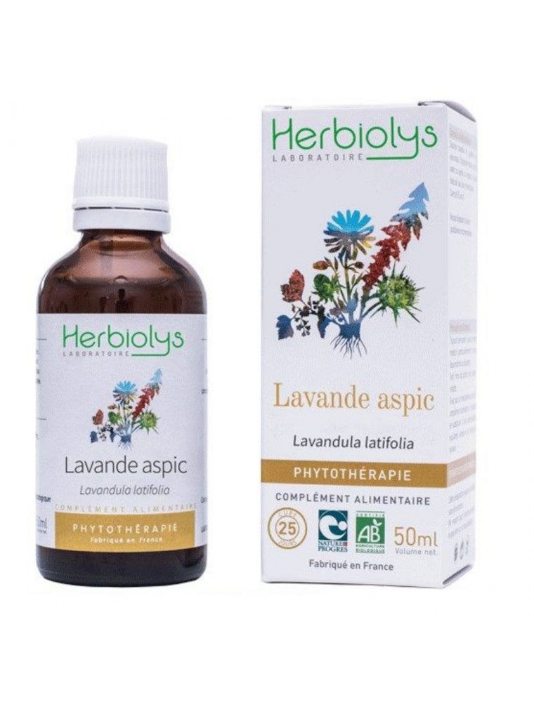Image principale de la modale pour Lavande aspic Bio - Cicatrisante et apaisante Teinture-mère Lavandula latifolia 50 ml - Herbiolys