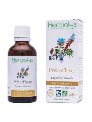 Image de Prêle d'hiver Bio - Reminéralisant Teinture-mère Equisetum hiemale 50 ml - Herbiolys via Megabase - Equilibre acido-basique intestinal 60 gélules - Biophytarom