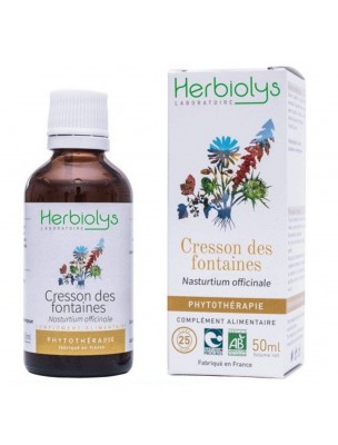 Image de Cresson des fontaines Bio - Teinture-mère Nasturtium officinale 50 ml - Herbiolys via POE N°6 Cresson et Oligo - Fatigue et Fer - Bioligo