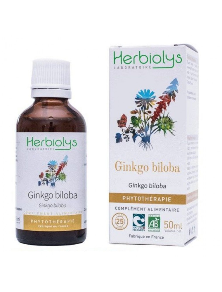 Image principale de la modale pour Ginkgo biloba Bio - Circulation et Mémoire Teinture-mère Ginkgo biloba 50 ml - Herbiolys