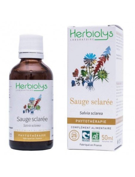 Sauge sclarée Bio - Cycle et Pré-ménopause Teinture-mère Salvia sclarea 50 ml - Herbiolys