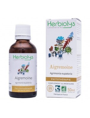 Image de Aigremoine - Toxines et Circulation Teinture-mère Agrimonia eupatoria 50 ml - Herbiolys via Aigremoine Bio - Partie aérienne coupée 100g