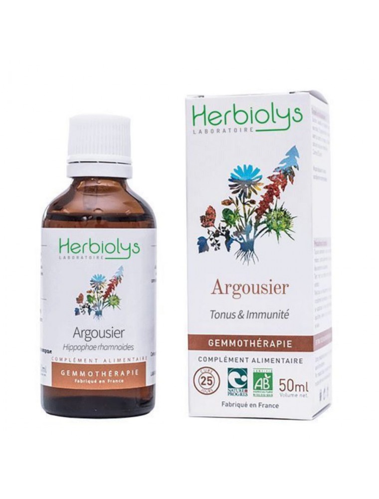 Image principale de la modale pour Argousier Macérât de jeune pousse Bio - Tonus et Immunité 50 ml - Herbiolys