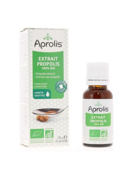 Image principale de Extrait Propolis 100% Bio - Immunité et Maux d'hiver 20 ml - Aprolis