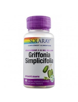 Image de Griffonia Simplicifolia 50 mg - Sommeil et moral 60 capsules - Solaray depuis PrestaBlog
