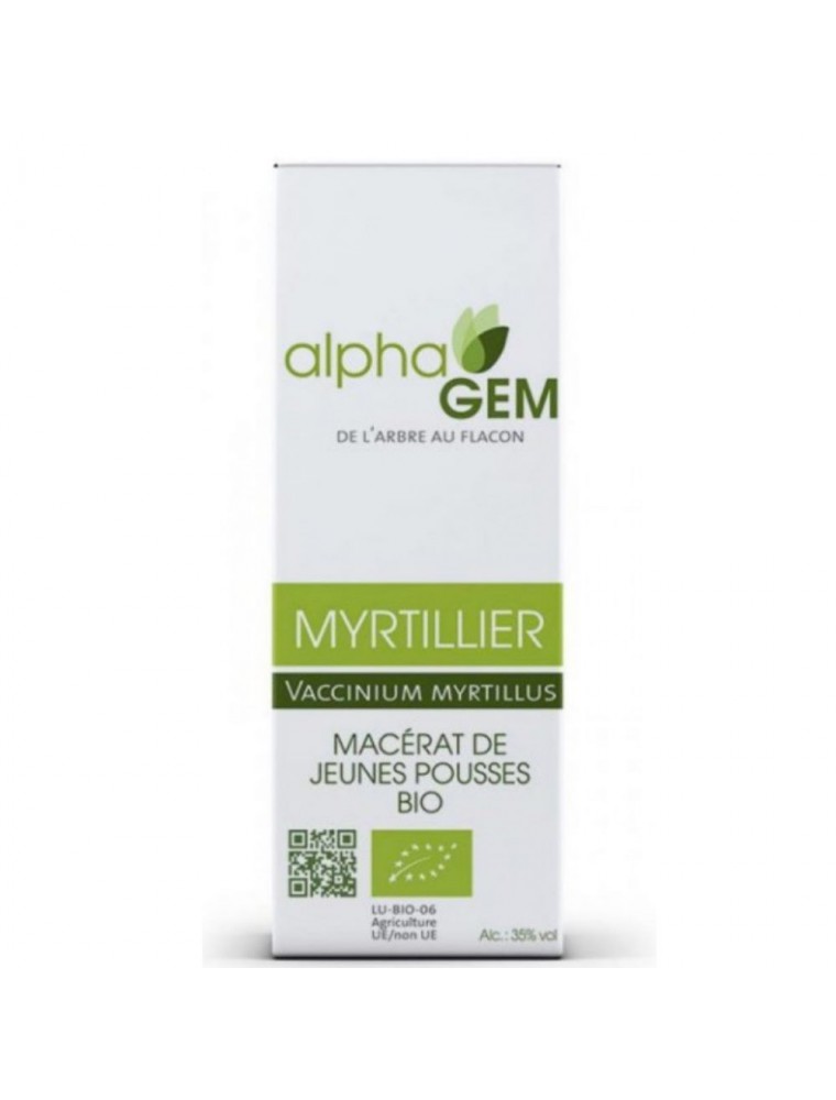 Image principale de la modale pour Myrtillier Macérat de jeunes pousses Bio - Vaccinium myrtillus 15 ml - Alphagem