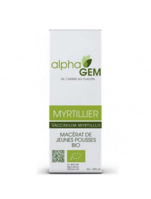 Image de Myrtillier Macérat de jeunes pousses Bio - Vaccinium myrtillus 50 ml - Alphagem via Oculo Gouttes Bio - Bleuet 10ml - Alphagem