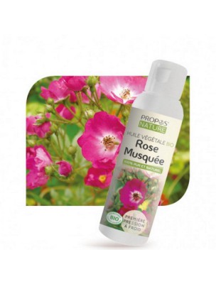 Image de Rose musquée Bio - Huile végétale de Rosa rubiginosa 100 ml - Propos Nature via Rose Bio - Hydrolat Rosa Damascena 200 ml - Herbes & Traditions