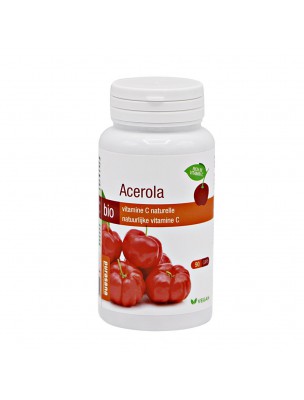 Image de Acerola Organic - Natural Vitamin C 90 tablets - Purasana via Huile de germe de blé - Vitamine E et protection cellulaire 100
