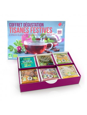 Coffret Dégustation Tisanes festives Bio - Assortiment 6X6 sachets - Aromandise