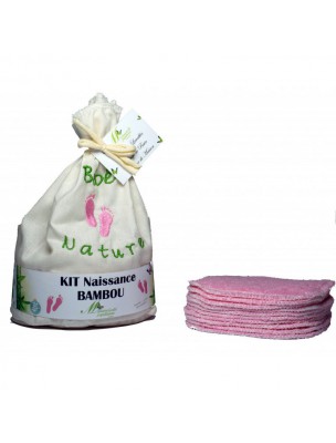 Image de Lingettes Naissance Filles - Eponges de Bambou Kit de 10 lingettes lavables - Mademoiselle Papillonne via Cape de Bain Bébé Rose - Mademoiselle Papillonne