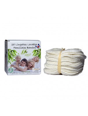 Image de Lingettes Familiales - Eponges de Bambou 25 lingettes lavables - Mademoiselle Papillonne depuis Cadeaux naturels pour les bébés et les enfants