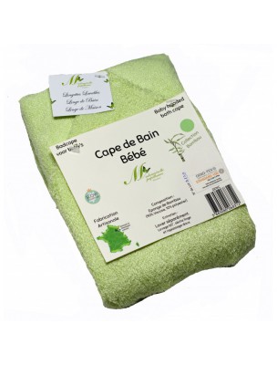 Image de Green Baby Bath Cloak - Bamboo Sponge - Mademoiselle Papillonne depuis Natural gifts for babies and children