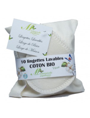 Lingettes Yeux - Coton Bio 10 lingettes lavables - Mademoiselle Papillonne