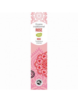 Image de Rose encens indiens - 18 bâtonnets - Les Encens du Monde via Acheter Rose de Damas Bio - Pétales 50g - Tisane Rosa damascena