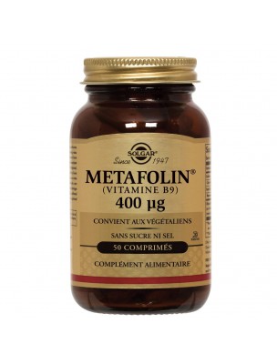 Image de Metafolin (Vitamin B9) 400 µg - Red blood cell formation 50 tablets - Solgar via Buy Cible Vergetures Bio - Repairing stick 9ml - (french)