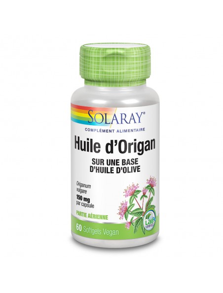 Image principale de Huile d'Origan 150 mg - Défenses naturelles 60 capsules végétales - Solaray