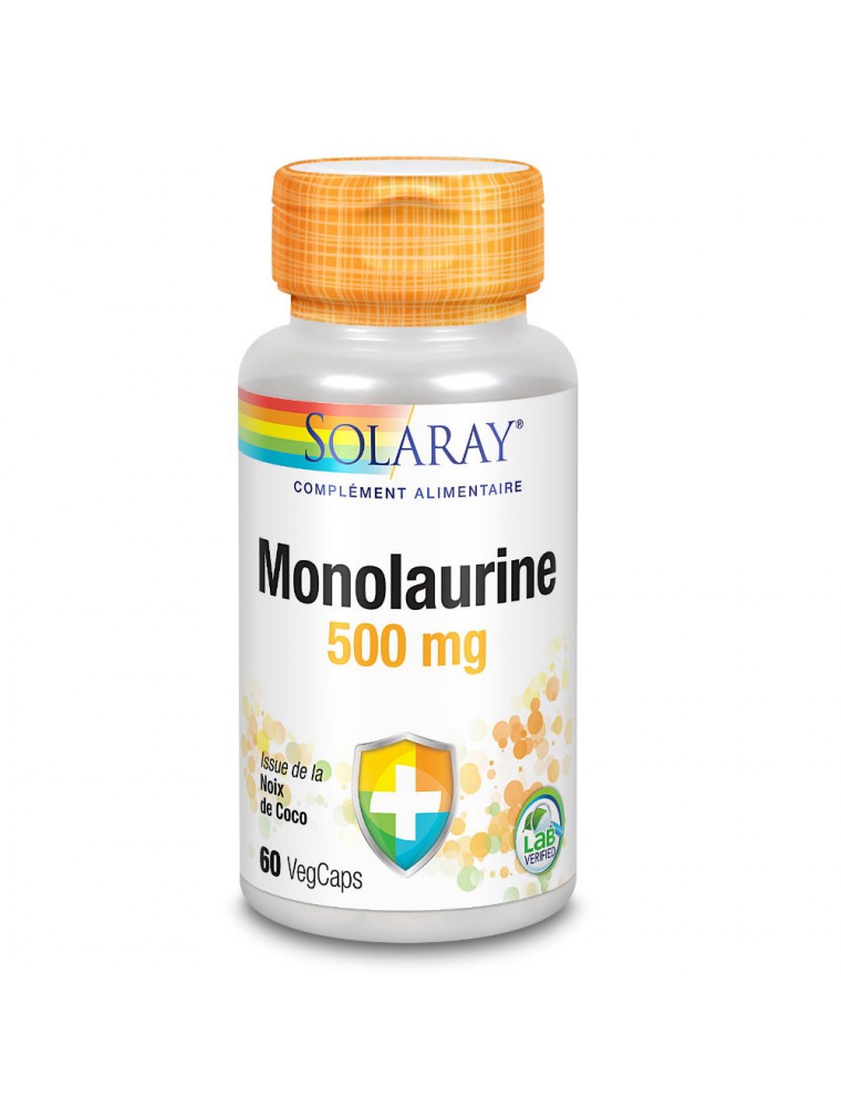 Image principale de la modale pour Monolaurine 500 mg - Défenses naturelles 60 capsules végétales - Solaray