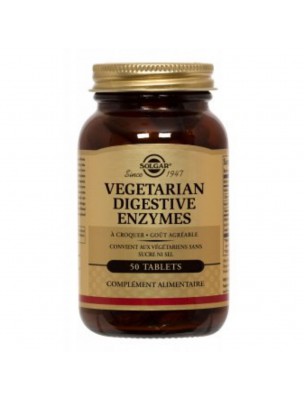 Image de Vegetarian Digestive Enzymes - Digestion 50 comprimés à croquer - Solgar depuis Enzymes - Boostez votre digestion