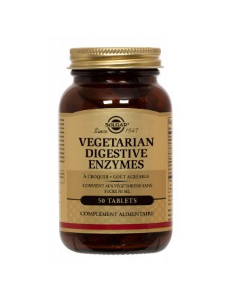 Image principale de la modale pour Vegetarian Digestive Enzymes - Digestion 50 comprimés à croquer - Solgar