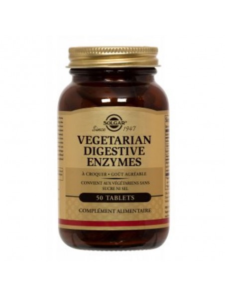 Achetez Vegetarian Digestive Enzymes - Digestion 50 comprimés à croquer - Solgar à l'herboristerie Louis Image principale de Vegetarian Digestive Enzymes - Digestion 50 comprimés à croquer - Solgar