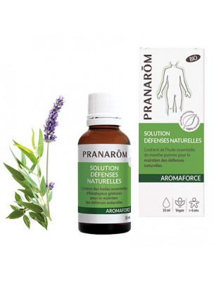 Image de Aromaforce - Solution Défenses naturelles Bio - Huiles essentielles 30 ml - Pranarôm via Achetez Aromaforce Spray Gorge Bio - Apaisant de Pranarôm