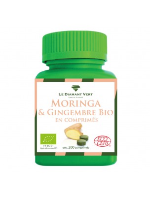 Image de Moringa Ginger Organic - Natural defenses 150 tablets - Le Diamant Vert depuis The richness of Moringa, known for the well-being of the body