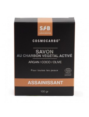 Image de Savon Charbon Végétal Activé Bio - Argan, Coco et Olive 100g - SFB Laboratoires depuis louis-herboristerie