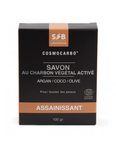 Savon Charbon Végétal Activé Bio - Argan, Coco et Olive 100g - SFB Laboratoires