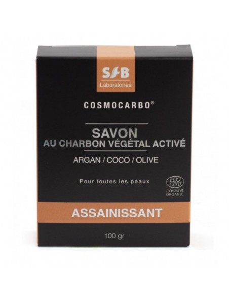 Savon Charbon Végétal Activé Bio - Argan, Coco et Olive 100g - SFB Laboratoires Savon Charbon Végétal Activé Bio - Argan, Coco et Olive 100g - SFB Laboratoires