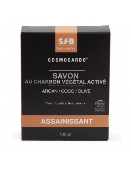 Image principale de Savon Charbon Végétal Activé Bio - Argan, Coco et Olive 100g - SFB Laboratoires