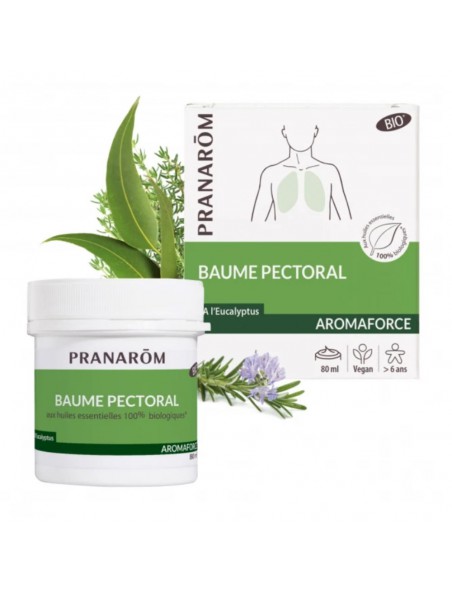 Image principale de Aromaforce Baume Pectoral Bio - Respiration 80 ml - Pranarôm