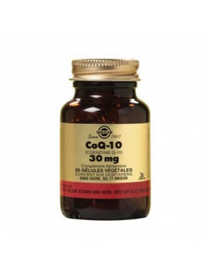 Image de CoQ 10 30mg - Antioxydant 30 gélules végétales - Solgar via Be-Life - Bromelase 400 - Papaïne, Bromelaïne et Taurine - 60 gélules