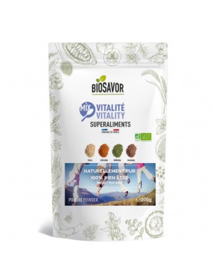 Image de Mix Vitalité Bio - Superaliment 200g - Biosavor via Magnésium Marin et Vitamine B6 - Fatigue 20 ampoules - Dietaroma