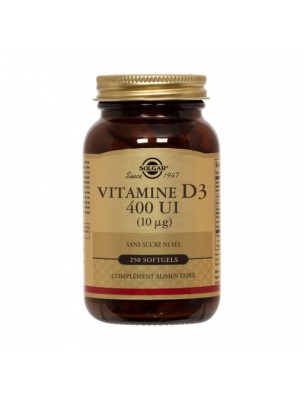 Image de Vitamine D3 400 UI - Os et défenses immunitaires 250 softgels - Solgar via Cannelle Casia Bio - Huile essentielle Cinnamomum cassia 10 ml | Herbes et Traditions