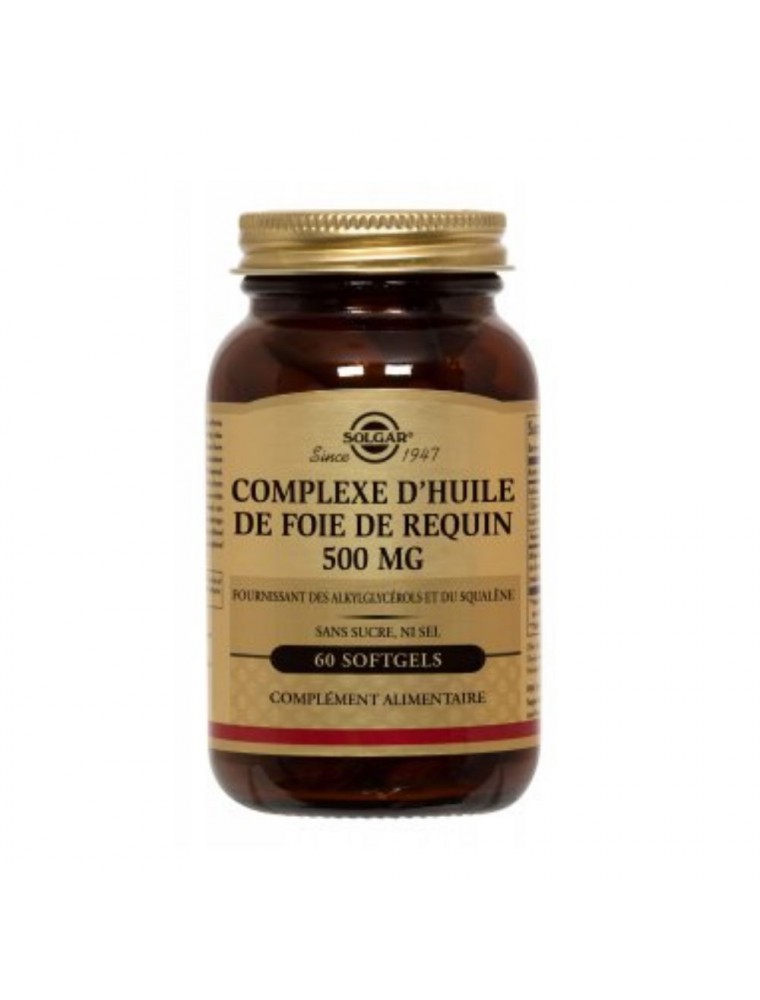 Huile de Foie de Requin 500mg - Antioxydant 60 softgels - Solgar Huile de Foie de Requin 500mg - Antioxydant 60 softgels - Solgar