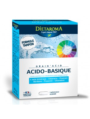 Image de Drain'Acid - Drainage 60 gélules - Dietaroma via Pissenlit Bio - Elimination 40 ampoules - Oxyphyteau