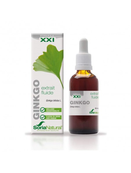 Ginkgo XXI - Extrait Fluide de Ginkgo biloba L. 50ml - SoriaNatural