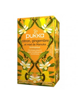 Image de Citron, Gingembre et Miel de Manuka Bio - Infusion 20 sachets - Pukka Herbs via Infusion Citronnelle et Gingembre Bio - Pukka