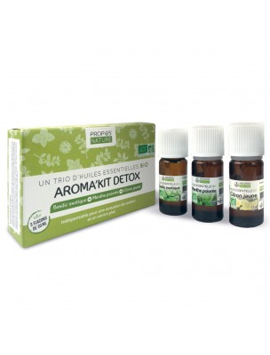 Image de Aroma'Kit Détox Bio - Trio d'huiles essentielles - Propos Nature depuis Synergies d'huiles essentielles digestives