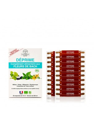 Image de Déprime - Complément alimentaire Bio aux Fleurs de Bach 20 ampoules de 10 ml - Elixirs and Co depuis Commandez les produits Elixirs and Co à l'herboristerie Louis