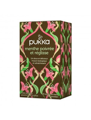 Image de Menthe poivrée et Réglisse Bio - Infusion 20 sachets - Pukka Herbs depuis louis-herboristerie