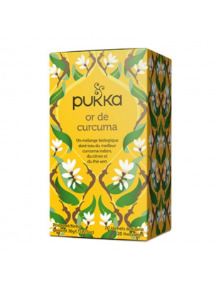 Image de Or de Curcuma Bio - Infusion 20 sachets - Pukka Herbs depuis Commandez les produits Pukka Herbs à l'herboristerie Louis
