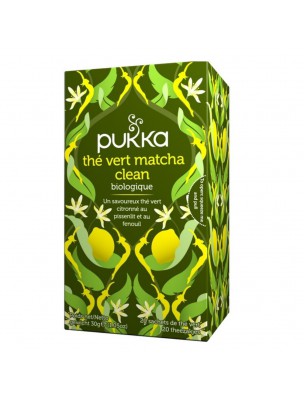 Image de Thé vert Matcha Clean Bio - Thé vert 20 sachets - Pukka Herbs depuis Commandez les produits Pukka Herbs à l'herboristerie Louis