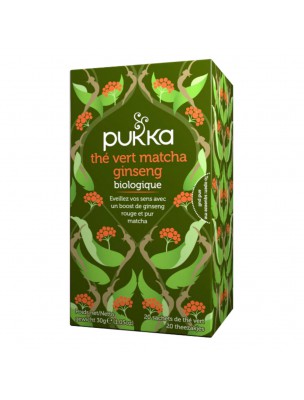 Image de Thé vert Matcha Ginseng Bio - Thé vert 20 sachets - Pukka Herbs depuis Matcha japonais en poudre et en feuilles