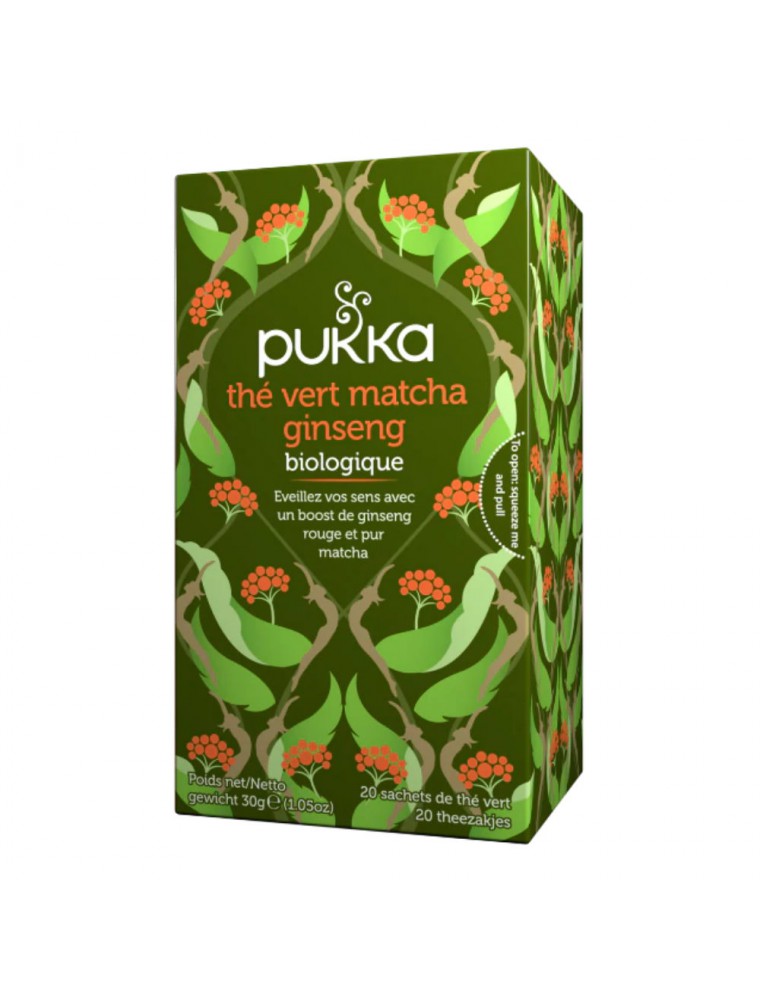 Thé vert Matcha Ginseng Bio - Thé vert 20 sachets - Pukka Herbs Thé vert Matcha Ginseng Bio - Thé vert 20 sachets - Pukka Herbs