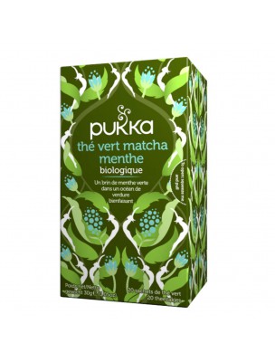 Image de Thé vert Matcha Menthe Bio - Thé vert 20 sachets - Pukka Herbs depuis Matcha japonais en poudre et en feuilles