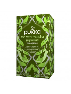 Image de Thé vert Matcha Suprême Bio - Thé vert 20 sachets - Pukka Herbs depuis Commandez les produits Pukka Herbs à l'herboristerie Louis